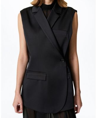 Asymmetric Buttoned Longline Vest