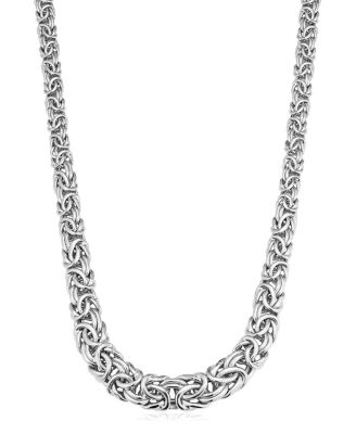  Sterling Silver Byzantine Artisan Graduated Necklace, 17"