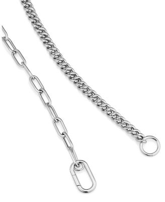  Sterling Silver Curb Clip Link Connector Clasp Necklace, 18"