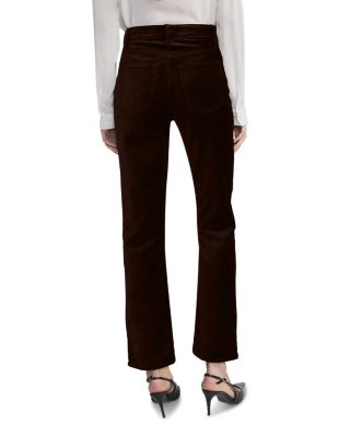 Le Sleek Straight High Rise Velvet Jeans in Dark Clove