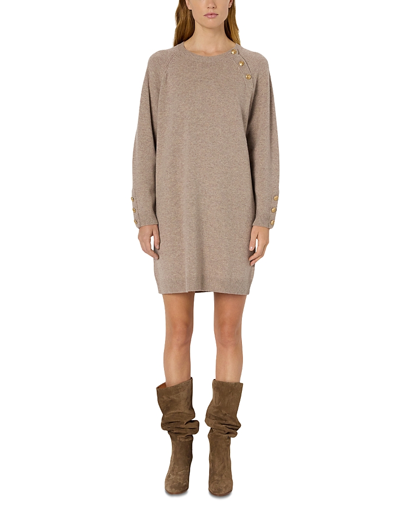 Gerard Darel Loma Wool Sweater Dress In Brown