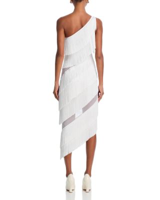 Spliced One Shoulder Mid Calf Dress