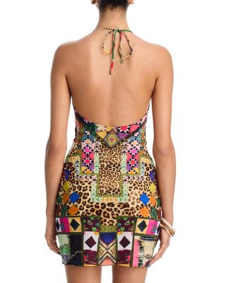 Cut Out Halter Swim Cover Up Mini Dress