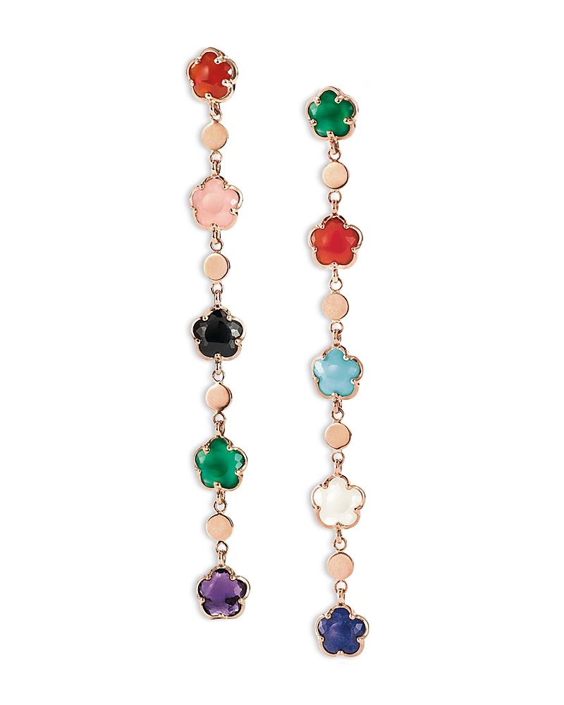 Pasquale Bruni 18K Rose Gold Figlia dei Fiori Multi Stone Flower Linear Drop Earrings