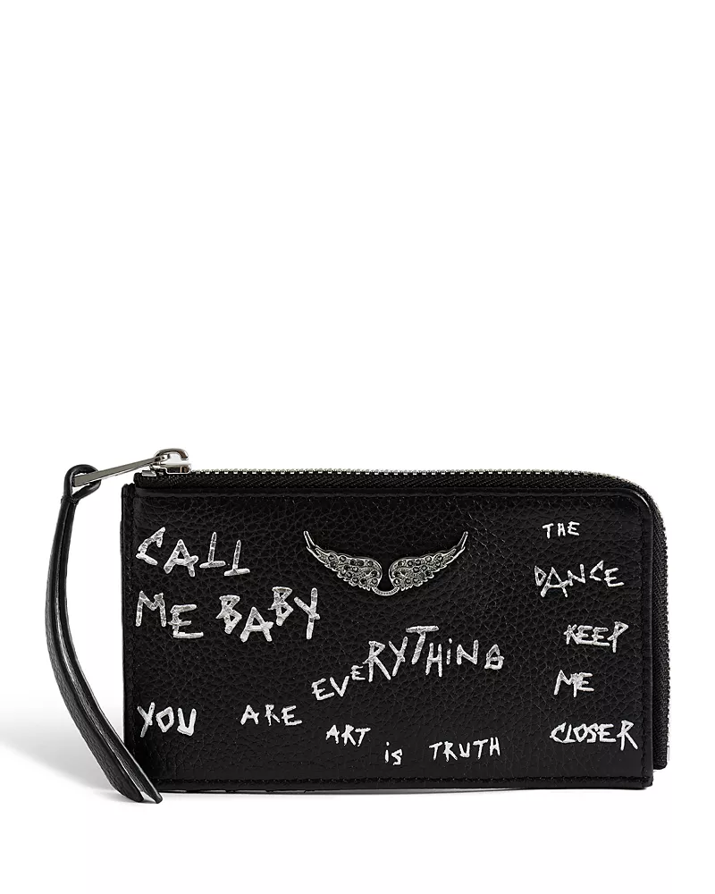 Zadig & Voltaire Zv Graffiti Leather Card Holder