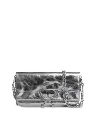 Rock Vintage Effect Metallic Leather Clutch