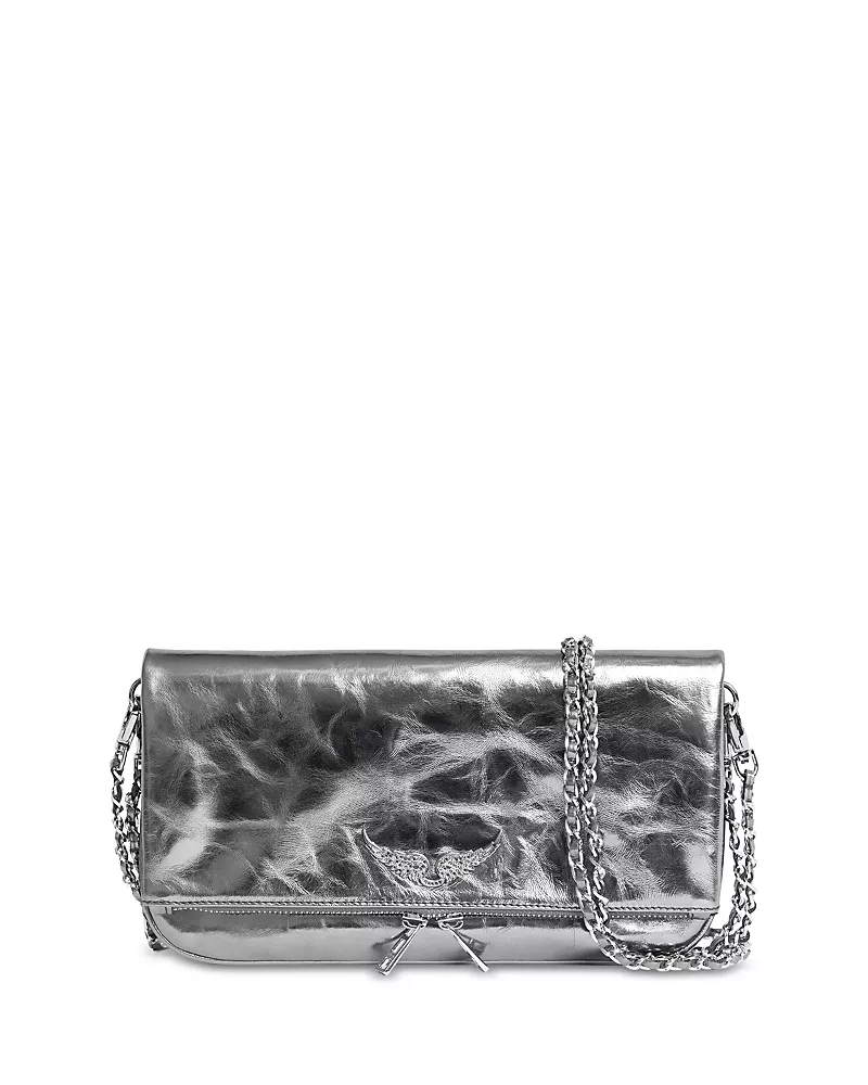 Zadig & Voltaire Rock Vintage Effect Metallic Leather Clutch