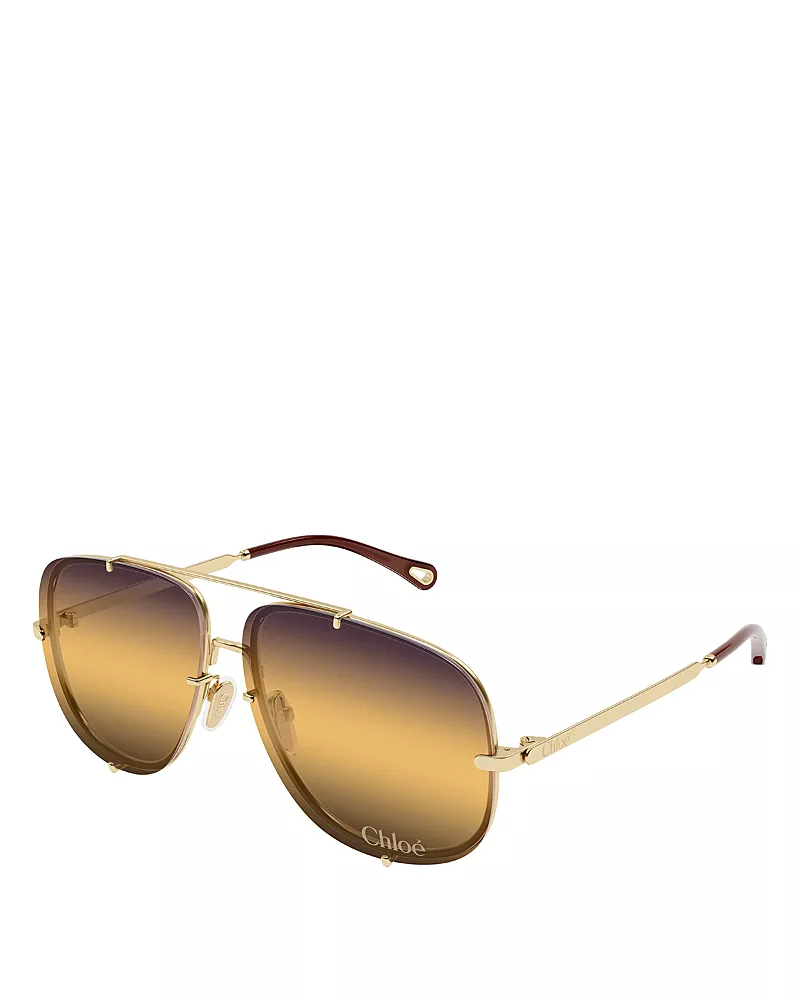 Chloe Pilot Sunglasses, 62mm