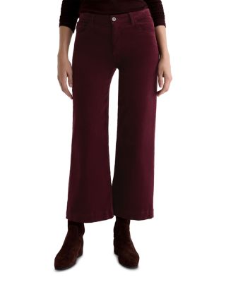 Saige Corduroy Crop Wide Leg Jeans in Winery