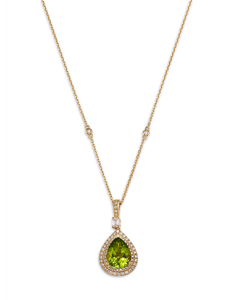 Bloomingdale's Fine Collection Peridot & Diamond Pendant Necklace in 14K Yellow Gold