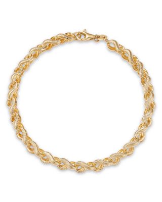 Textured Figure 8 Link Bracelet in 14K Yellow Gold