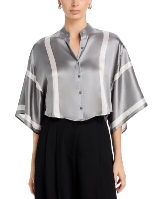 Dru Silk Mandarin Collar Blouse