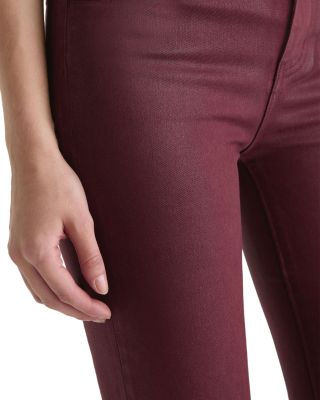 Mari Coated Mid Rise Slim Jeans in Winery