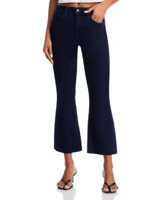 Kendra Mid Rise Cropped Flare Jeans in Black Ink