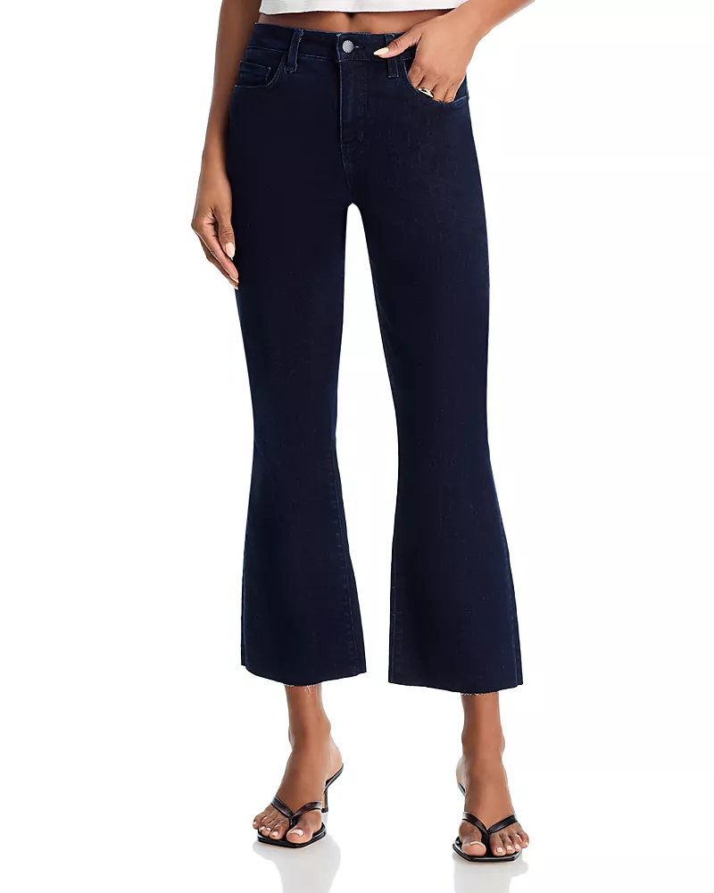 L'Agence Kendra Mid Rise Cropped Flare Jeans in Columbia