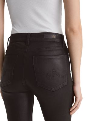 Mari Coated Mid Rise Slim Jeans in Super Black