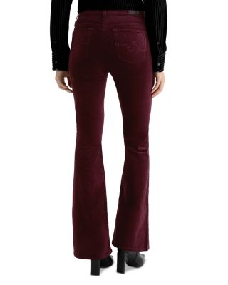 Farrah Mid Rise Velvet Bootcut Jeans in Winery