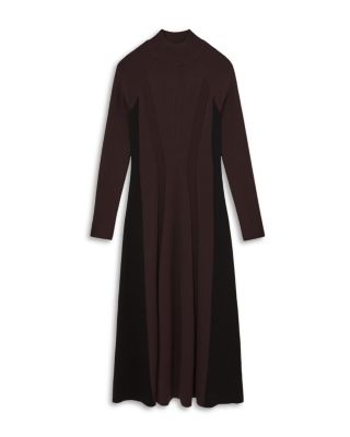 Zaya Knitted Contrast Panel Midi Dress