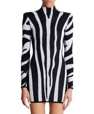 Short Knit Dress with Zebra Intarsia