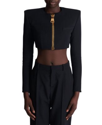  Cropped Jacket in Grain De Poudre Wool