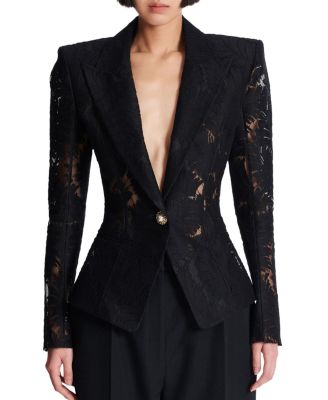  1-Button Fitted Lace Jacket