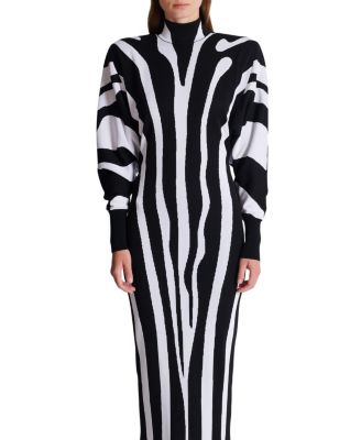  Long Knit Dress with Zebra Intarsia