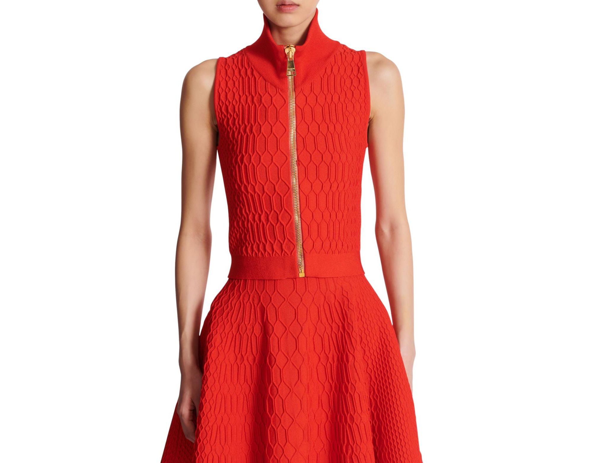 Sleeveless Crocodile Knit Top - Image 1