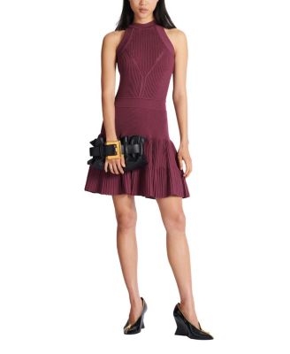  Sleeveless Flared Dress in Openwork Knit