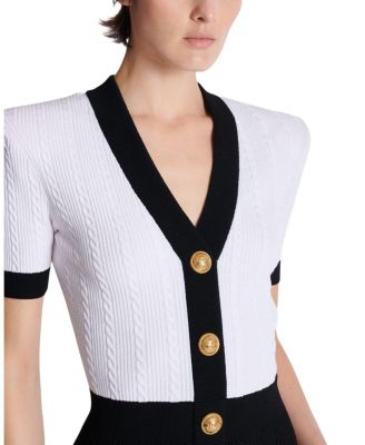  Two-Tone Cable-Knit Bodycon Dress