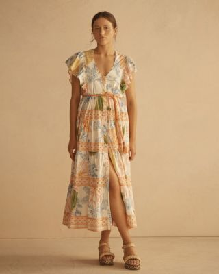 ALCIO Ruffle Sleeve Tiered Maxi Dress