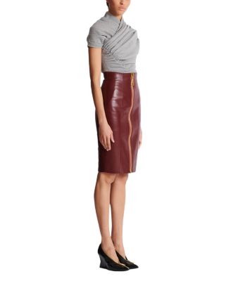  Lambskin Leather Pencil Skirt