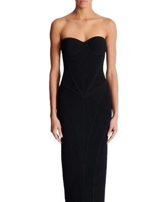  Long Strapless Knit Dress