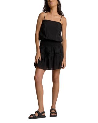 Embroidered Smocked Waist Swim Cover Up Dress