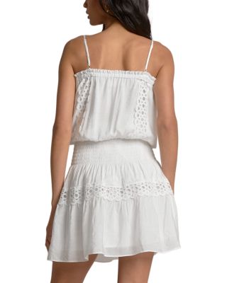 Embroidered Smocked Waist Swim Cover Up Dress