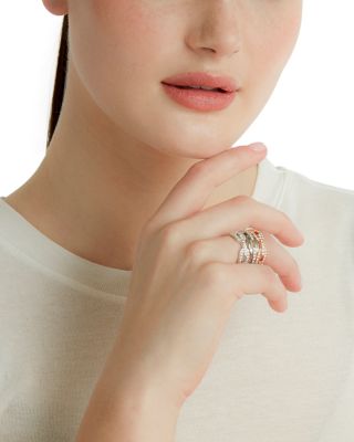 18K Rose Gold Saxon Diamond Bar Flat Link Chain Ring