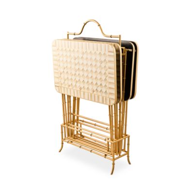 Mocha Check Cocktail Trays, Set of 4