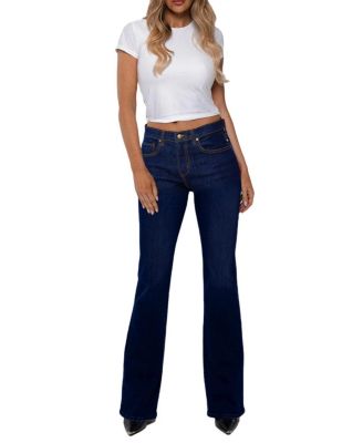High Rise Isabella Mini Flare Jeans in Dark Blue