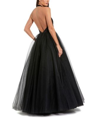  Jersey Halter Ballgown With Tulle Skirt & Flower