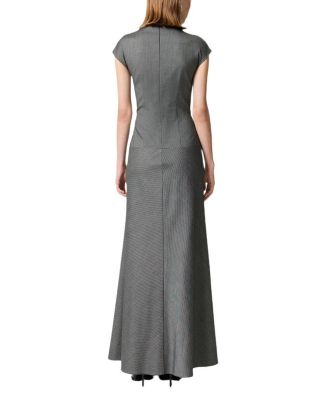  Button Accent High Neck Maxi Dress
