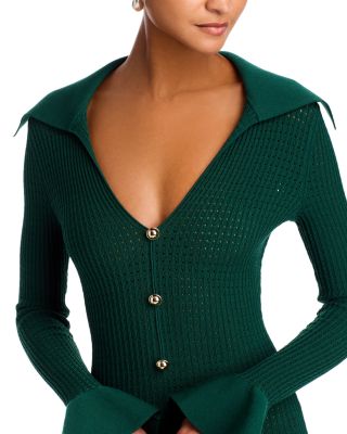 Ruffled Cuff Wide Neck Dress