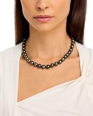 Tahitian Black Pearl Necklace in 14K White Gold, 18"