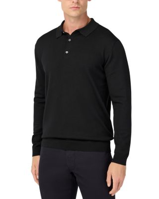 Extrafine Merino Wool Long Sleeve Knitted Polo Shirt