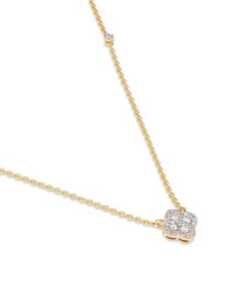 Diamond Clover Pendant Necklace in 14K Yellow Gold, 0.20 tcw