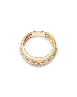 Diamond Marquis & Round Band in 14K Yellow Gold, 0.90 tcw