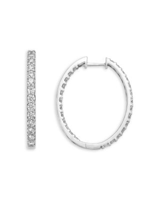 Diamond Inside Out Hoop Earrings in 14K White Gold, 2.5 tcw