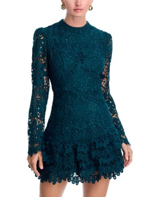 Lace Long Sleeve Flounce Mini Dress - Exclusive