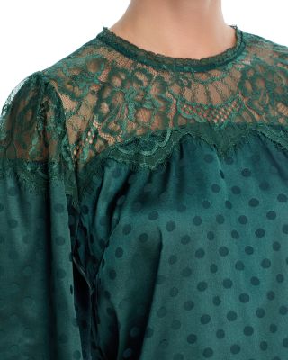 Polka Dot Lace Long Sleeve Top - Exclusive