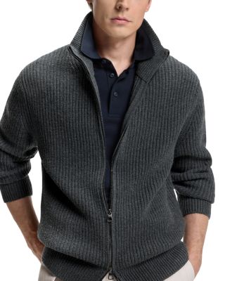 Hilustre Ribbed Zip Front Sweater