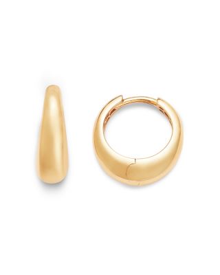 14K Yellow Gold Heavy Metal Tapered Huggie Hoop Earrings