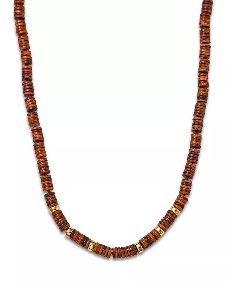 Zoe Chicco 14K Yellow Gold Tiger's Eye Heishi Bead & Rondelle Collar Necklace, 16